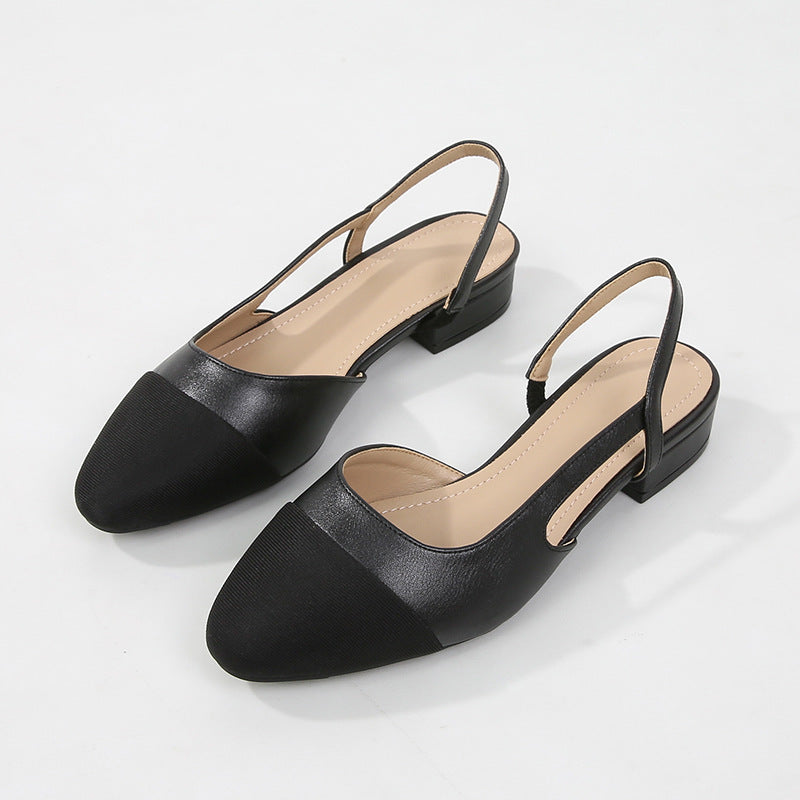 Hollow Color Matching Flat Heel Sandals Small Size Women's Shoes