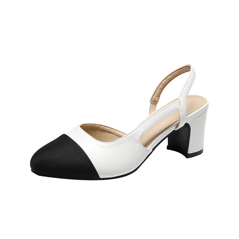 Hollow Color Matching Flat Heel Sandals Small Size Women's Shoes