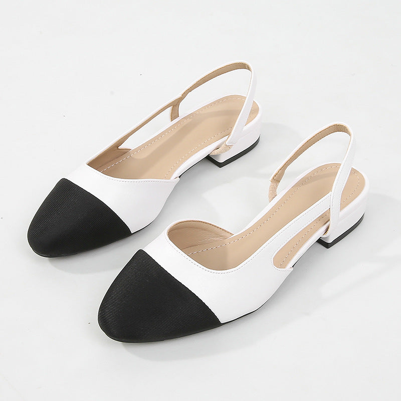 Hollow Color Matching Flat Heel Sandals Small Size Women's Shoes
