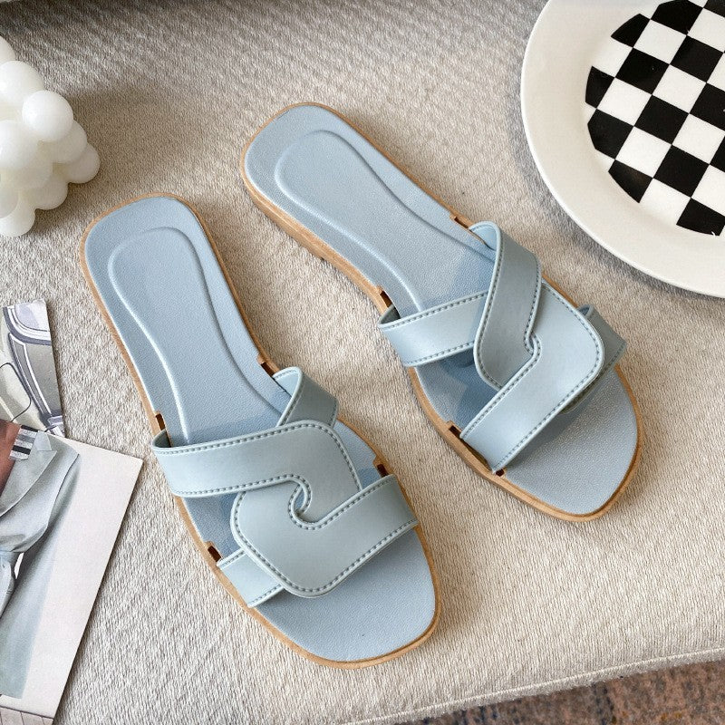 Women's Fashionable All-match Cross Strap Home Non-slip Sandals