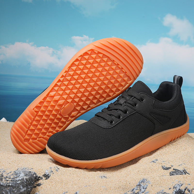 New Wide-toe Running Sports Soft Bottom Indoor Bare Feet Casual Shoes Flying Woven Breathable Mesh Shoes