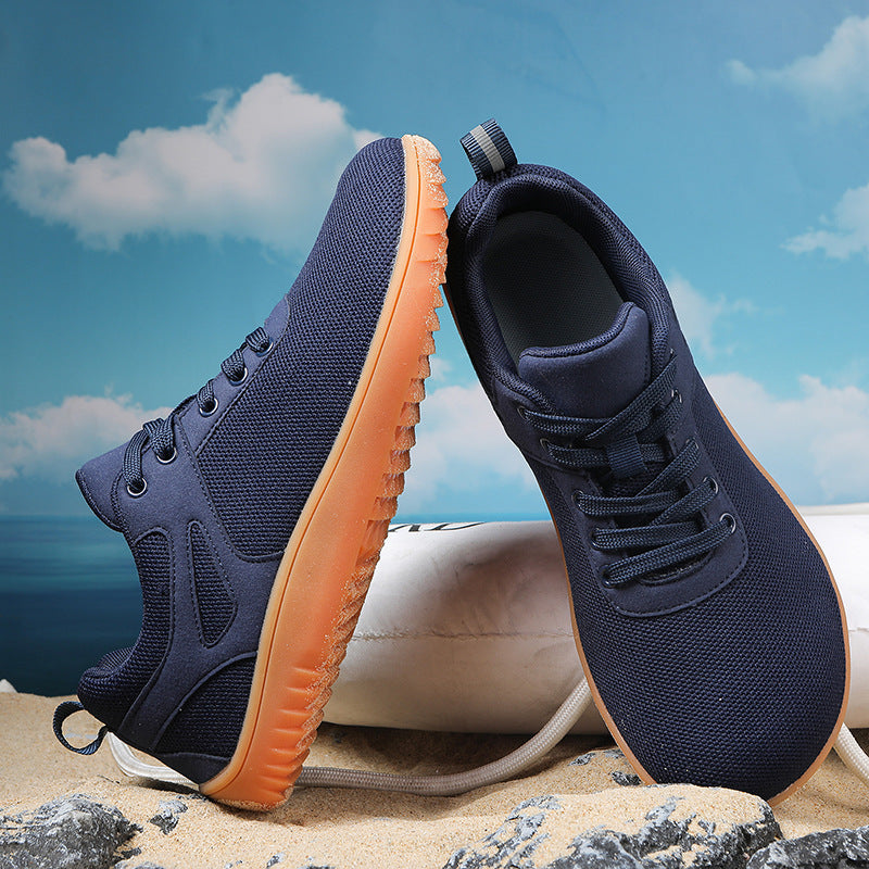 New Wide-toe Running Sports Soft Bottom Indoor Bare Feet Casual Shoes Flying Woven Breathable Mesh Shoes