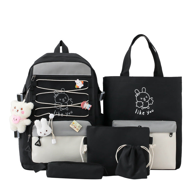 Backpack Lightweight And Large Capacity Student Schoolbag Four-piece Set
