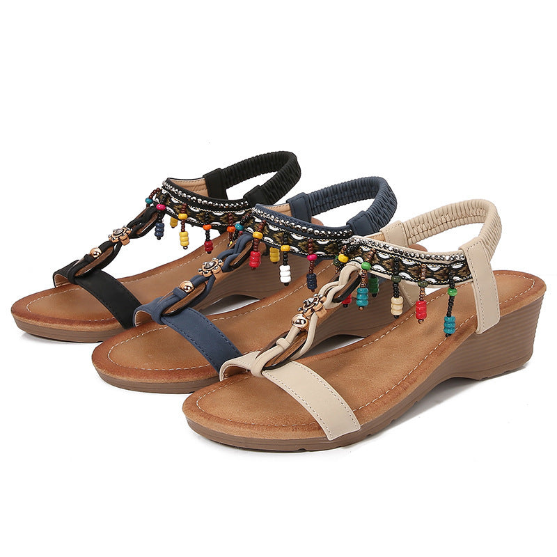 Rhinestone Sandals Korean Style Platform Wedge Women's Shoes