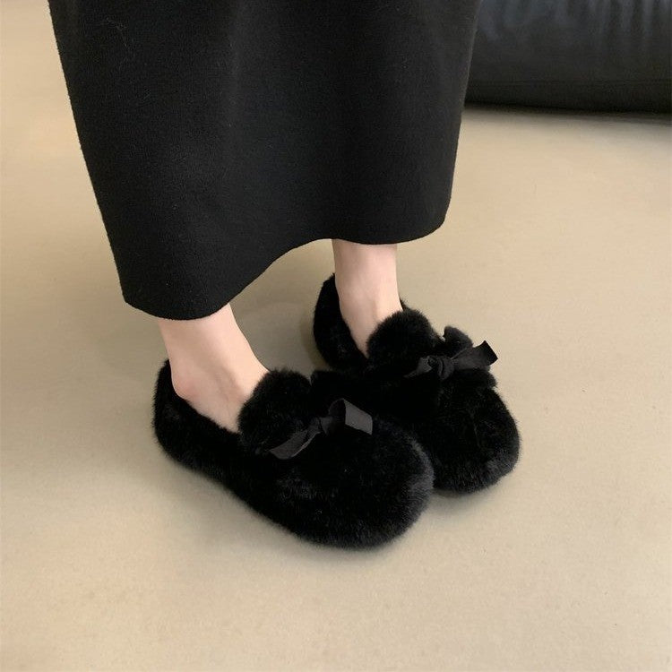 Winter Warm Bow Tie Shoes Ladies
