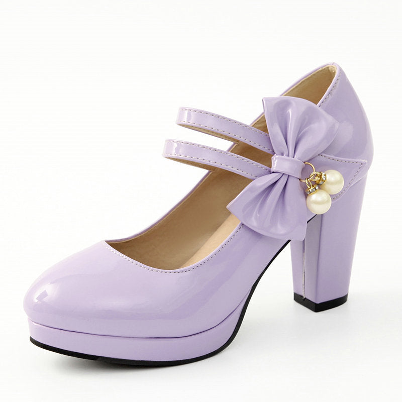 Thick Heel Super High Heel Round Toe Large Size Waterproof Platform Shoes Performance Model Cheongsam Catwalk Shoes