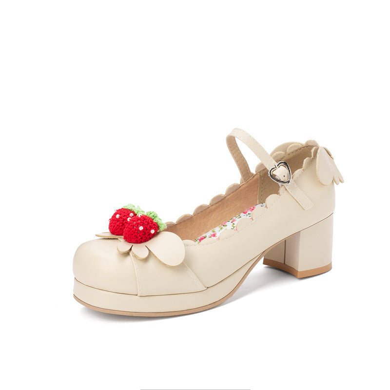 Retro Round Head Chunky Heel Mary Jane Shoes