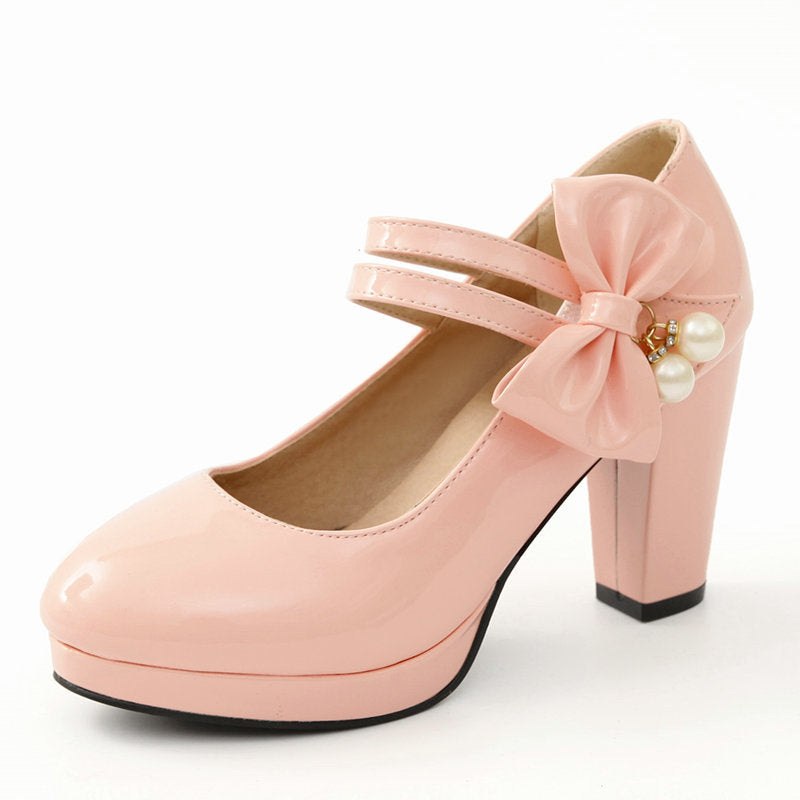 Thick Heel Super High Heel Round Toe Large Size Waterproof Platform Shoes Performance Model Cheongsam Catwalk Shoes