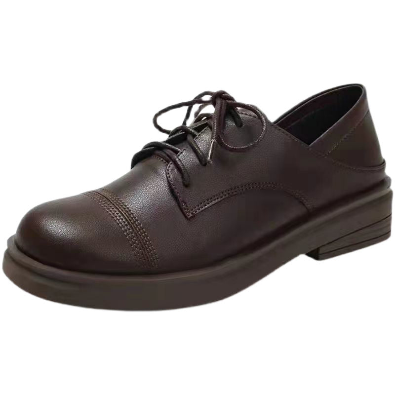 Slimming Low Heel British Leather Shoes Women