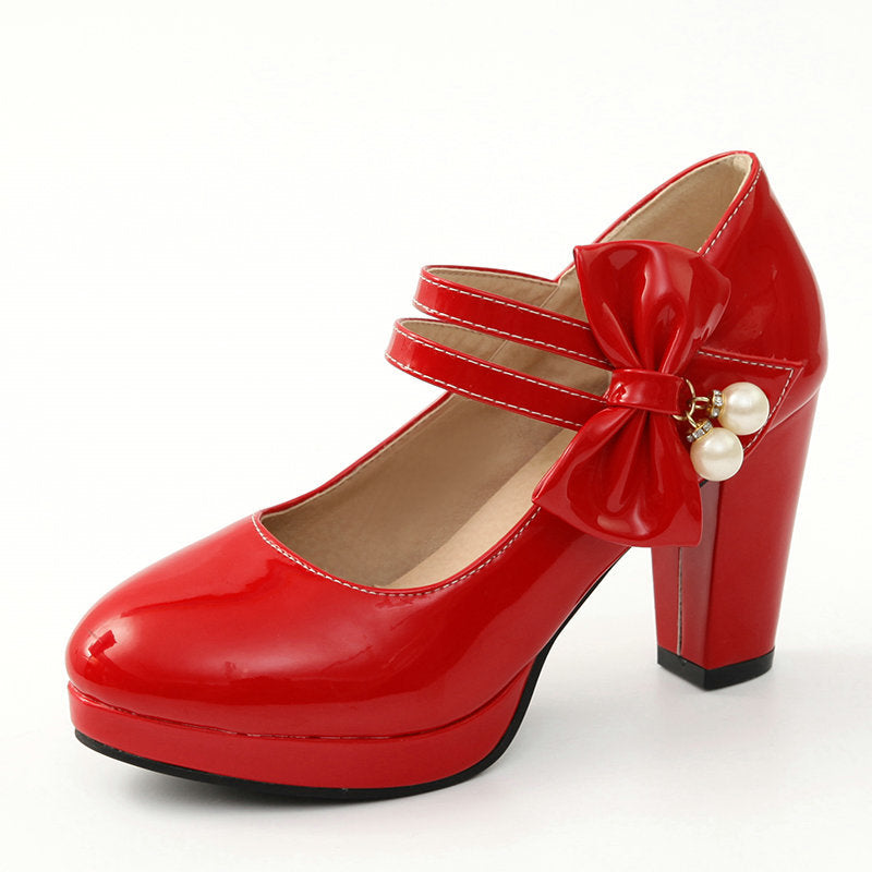 Thick Heel Super High Heel Round Toe Large Size Waterproof Platform Shoes Performance Model Cheongsam Catwalk Shoes