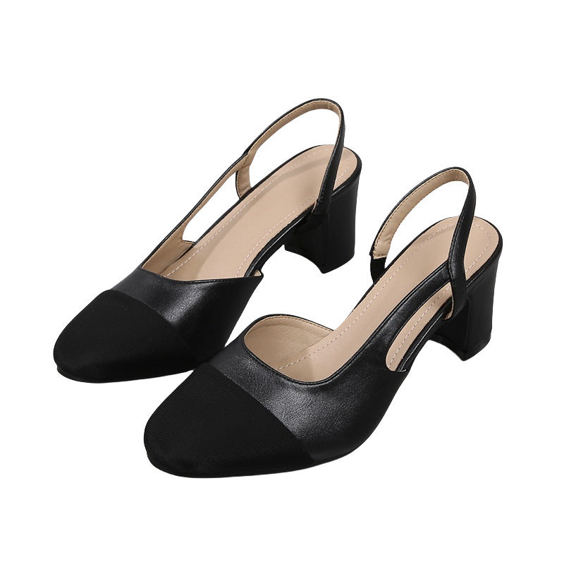 Hollow Color Matching Flat Heel Sandals Small Size Women's Shoes