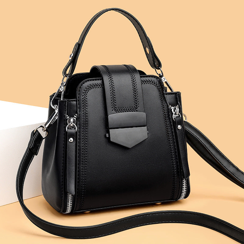 Elegant Lady Soft Leather Textured Small Handbag