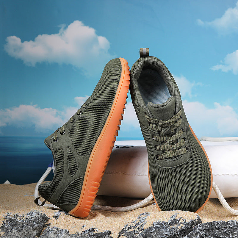 New Wide-toe Running Sports Soft Bottom Indoor Bare Feet Casual Shoes Flying Woven Breathable Mesh Shoes