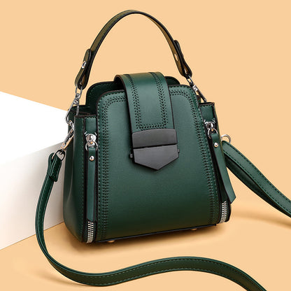 Elegant Lady Soft Leather Textured Small Handbag