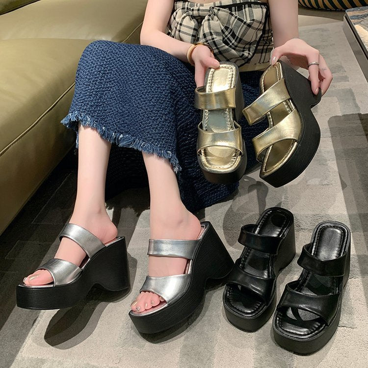 Wedge Platform Platform Slippers Female High Heel Slippers
