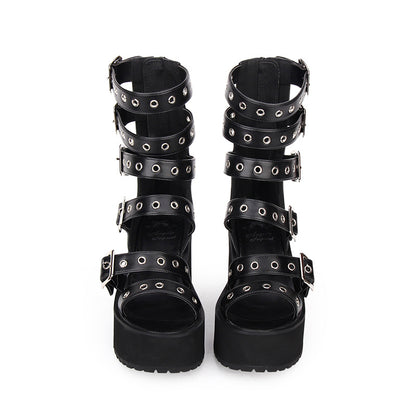 Platform sandals with high heels
