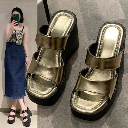 Wedge Platform Platform Slippers Female High Heel Slippers
