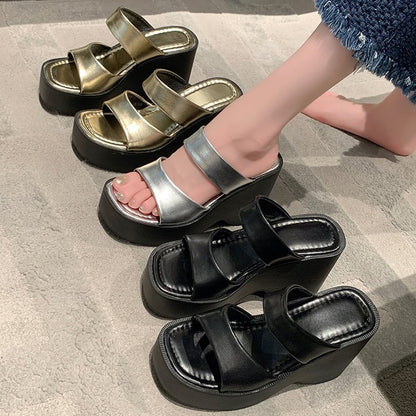 Wedge Platform Platform Slippers Female High Heel Slippers