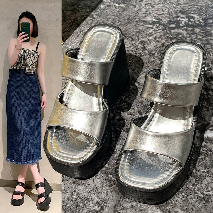 Wedge Platform Platform Slippers Female High Heel Slippers