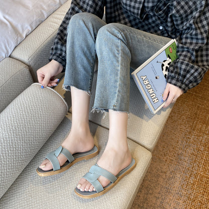 Women's Fashionable All-match Cross Strap Home Non-slip Sandals