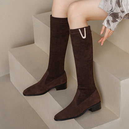 Below The Knee Women's Over-the-knee Skinny Low Heel Large Size Boots
