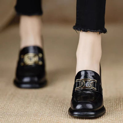 British Style Round Head Thick Bottom Deep Mouth Pumps Women's Autumn New