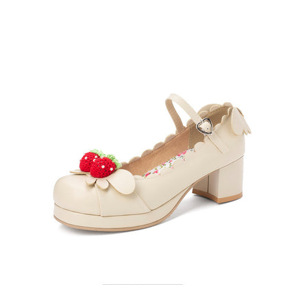 Retro Round Head Chunky Heel Mary Jane Shoes