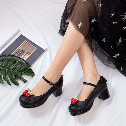 Retro Round Head Chunky Heel Mary Jane Shoes