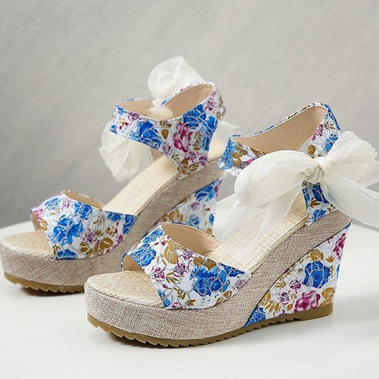 Women's Denim Cross Buckle Sandals