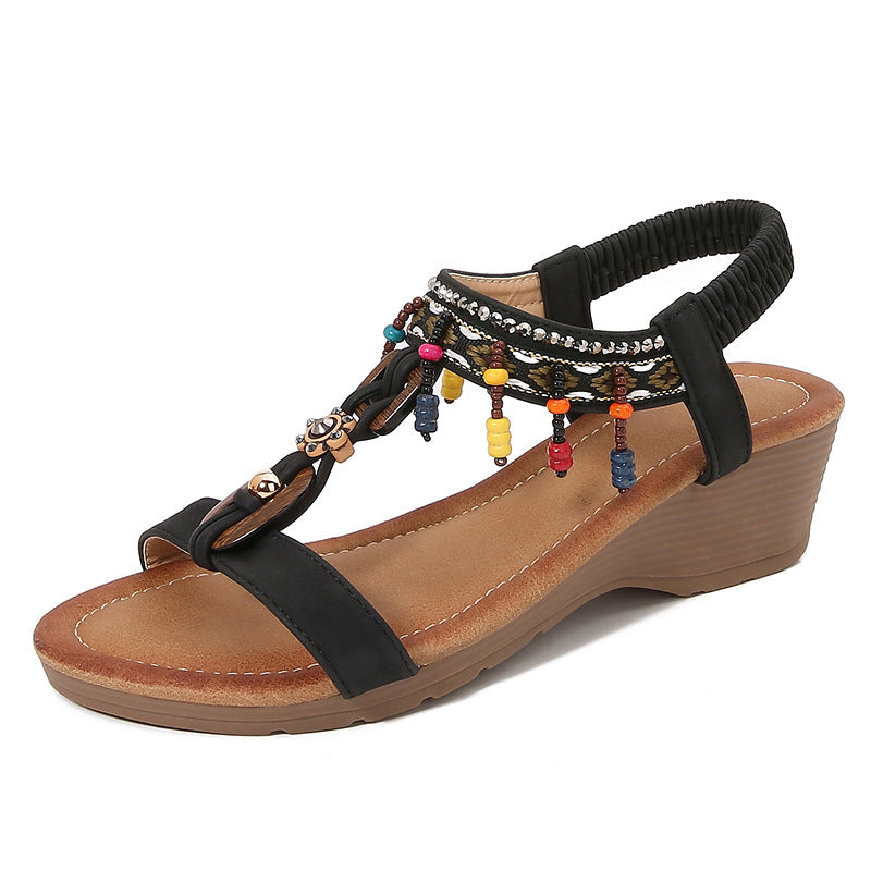 Rhinestone Sandals Korean Style Platform Wedge Women's Shoes